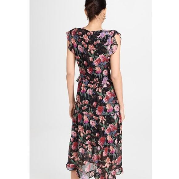 PAIGE Paradis Black Multi Floral Silk Ruffle Midi Maxi Dress SizeSmall $429 - Picture 5 of 16